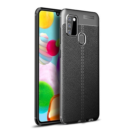 Gigapack Samsung A21s Gigapack szilikon telefonvédő ütésállóság, varrás minta, FEKETE