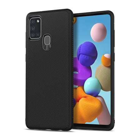 Gigapack Samsung A21s Gigapack szilikon telefonvédő ütésállóság, csíkos, FEKETE