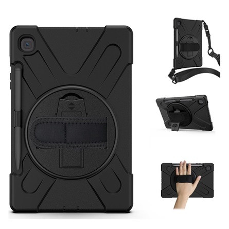 Gigapack Samsung Tab S6 Lite 10.4 LTE Gigapack Defender műanyag telefonvédő ütésállóság, 360° + kézpánt, FEKETE
