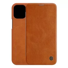   Nillkin iPhone 12 NILLKIN QIN tok álló, bőr hatású FLIP, kártyazseb, BARNA