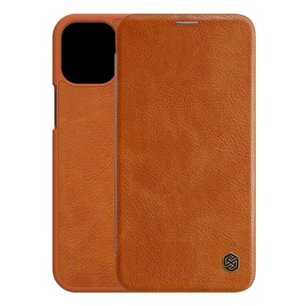 Nillkin iPhone 12 NILLKIN QIN tok álló, bőr hatású FLIP, kártyazseb, BARNA