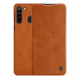   Nillkin Samsung A21 NILLKIN QIN tok álló, bőr hatású FLIP, kártyazseb, BARNA