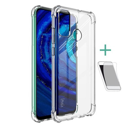Imak Huawei P Smart (2020) IMAK szilikon telefonvédő ütésállóság, légpárnás sarok + képernyővédő fólia, ÁTLÁTSZÓ