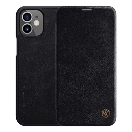 Nillkin iPhone 12 mini NILLKIN QIN tok álló, bőr hatású FLIP, kártyazseb, FEKETE