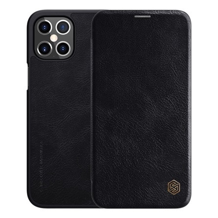 Nillkin iPhone 12 Pro Max NILLKIN QIN tok álló, bőr hatású FLIP, kártyazseb, FEKETE
