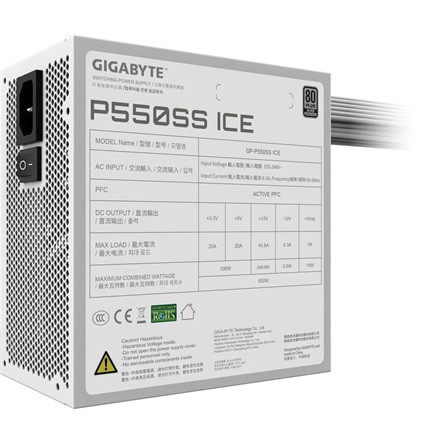 Gigabyte P550SS ICE ATX desktop tápegység 550W 80+ Silver BOX