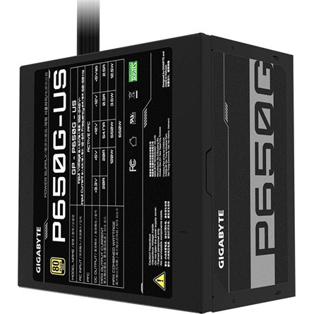 Gigabyte P650G ATX silent desktop tápegység 650W 80+ Gold BO