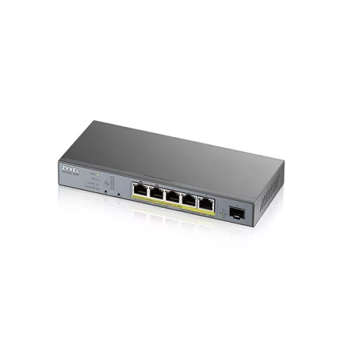 ZYXEL GS1350-6HP, 6 Port managed CCTV PoE switch, long range, 60W, 802.3BT