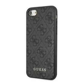   CG Mobile iPhone 8 4.7 GUESS 4G METAL GOLD LOGO műanyag telefonvédő textil hátlap SZÜRKE
