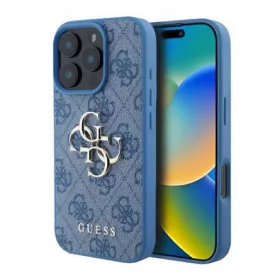   CG Mobile iPhone 16 Pro 5G GUESS 4G BIG LOGO szilikon telefonvédő ütésállóság, bőr hatású hátlap, VILÁGOSKÉK