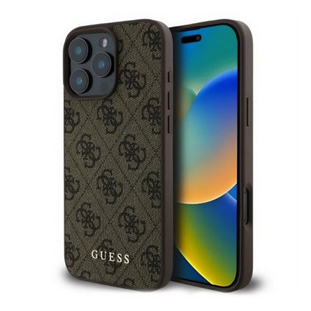 CG Mobile iPhone 16 Pro 5G GUESS 4G METAL GOLD LOGO műanyag telefonvédő textil hátlap BARNA