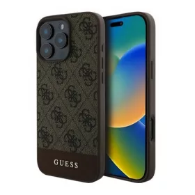   CG Mobile iPhone 16 Pro 5G GUESS 4G STRIPE műanyag telefonvédő textil hátlap BARNA
