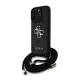CG MOBILE iPhone 16 Pro GUESS PU 4G METAL LOGO CROSSBODY STRAP műanyag telefonvédő ütésállóság, vállpánt, FEKETE