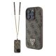 CG Mobile GUESS LEATHER METAL LOGO STRASS CROSSBODY szilikon telefonvédő (ütésállóság, bőr hatású hátlap + vállpánt) BARNA