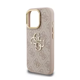   CG MOBILE iPhone 16 Pro GUESS 4G METAL LOGO STAND műanyag telefonvédő ütésállóság, kitámasztó, RÓZSASZÍN