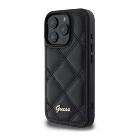  CG MOBILE iPhone 16 Pro GUESS PU LEATHER QUILTED szilikon telefonvédő ütésállóság, rombusz, FEKETE
