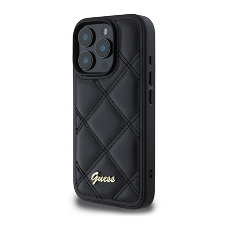 CG MOBILE iPhone 16 Pro GUESS PU LEATHER QUILTED szilikon telefonvédő ütésállóság, rombusz, FEKETE