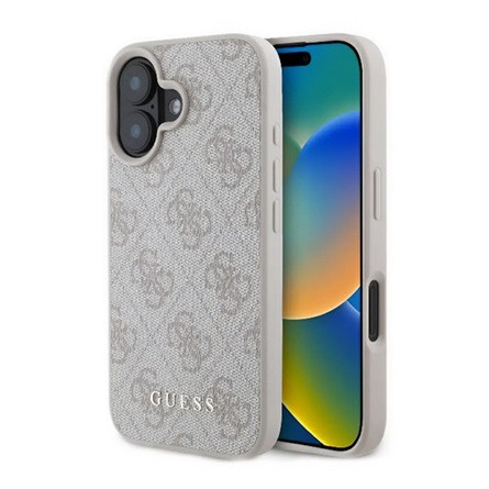 CG Mobile iPhone 16 Plus 5G GUESS 4G METAL GOLD LOGO műanyag telefonvédő textil hátlap RÓZSASZÍN