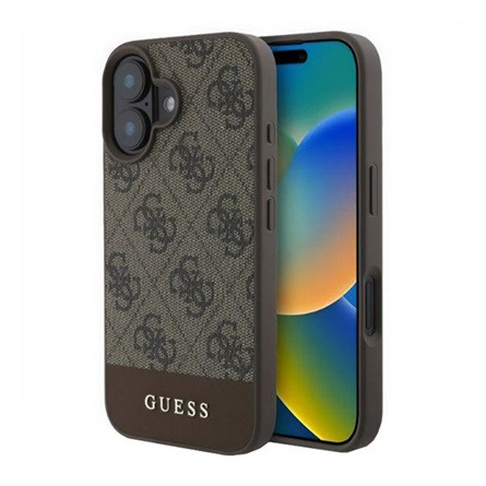 CG Mobile iPhone 16 Plus 5G GUESS 4G STRIPE műanyag telefonvédő textil hátlap BARNA