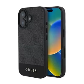   CG Mobile iPhone 16 Plus 5G GUESS 4G STRIPE műanyag telefonvédő textil hátlap SZÜRKE