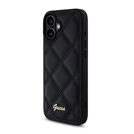 CG MOBILE iPhone 16 Plus GUESS PU LEATHER QUILTED szilikon telefonvédő ütésállóság, rombusz, FEKETE