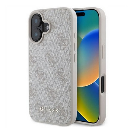 CG Mobile iPhone 16 5G GUESS 4G METAL GOLD LOGO műanyag telefonvédő textil hátlap RÓZSASZÍN
