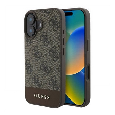 CG Mobile iPhone 16 5G GUESS 4G STRIPE műanyag telefonvédő textil hátlap BARNA