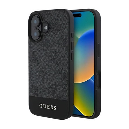 CG Mobile iPhone 16 5G GUESS 4G STRIPE műanyag telefonvédő textil hátlap SZÜRKE