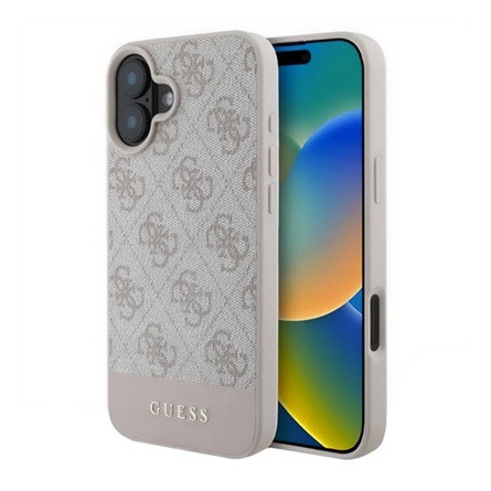 CG Mobile iPhone 16 5G GUESS 4G STRIPE műanyag telefonvédő textil hátlap RÓZSASZÍN