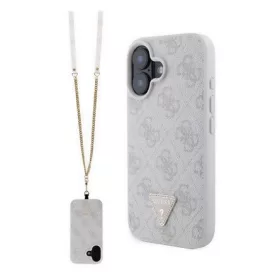  CG Mobile GUESS LEATHER METAL LOGO STRASS CROSSBODY szilikon telefonvédő (ütésállóság, bőr hatású hátlap + vállpánt) RÓZSASZÍN