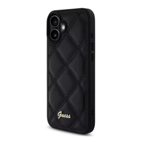   CG MOBILE iPhone 16 GUESS PU LEATHER QUILTED szilikon telefonvédő ütésállóság, rombusz, FEKETE