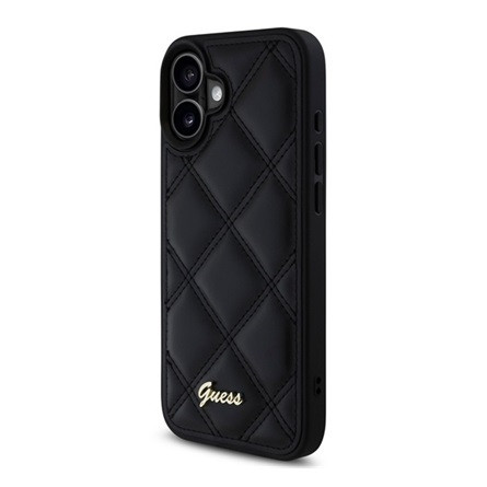 CG MOBILE iPhone 16 GUESS PU LEATHER QUILTED szilikon telefonvédő ütésállóság, rombusz, FEKETE