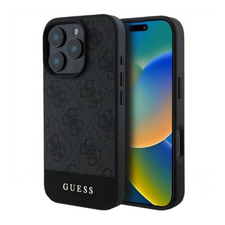 CG Mobile iPhone 16 Pro Max 5G GUESS 4G STRIPE műanyag telefonvédő textil hátlap SZÜRKE