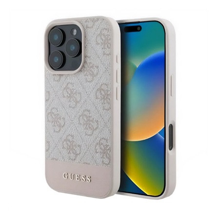 CG Mobile iPhone 16 Pro Max 5G GUESS 4G STRIPE műanyag telefonvédő textil hátlap RÓZSASZÍN