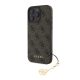 CG MOBILE iPhone 16 Pro Max GUESS 4G CHARMS műanyag telefonvédő textil hátlap, telefondísz, BARNA