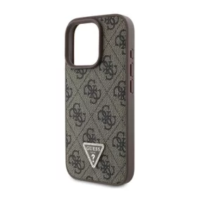  CG MOBILE iPhone 17 Pro Max GUESS PU 4G STRASS TRIANGLE METAL LOGO műanyag telefonvédő ütésállóság, bőr hatású hátlap, BARNA