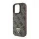 CG MOBILE iPhone 17 Pro Max GUESS PU 4G STRASS TRIANGLE METAL LOGO műanyag telefonvédő ütésállóság, bőr hatású hátlap, BARNA