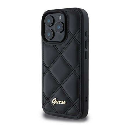 CG MOBILE iPhone 16 Pro Max GUESS PU LEATHER QUILTED szilikon telefonvédő ütésállóság, rombusz, FEKETE