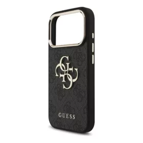   CG MOBILE iPhone 17 Pro GUESS 4G BIG CLASSIC LOGO szilikon telefonvédő ütésállóság, bőr hatású hátlap, FEKETE/ARANY