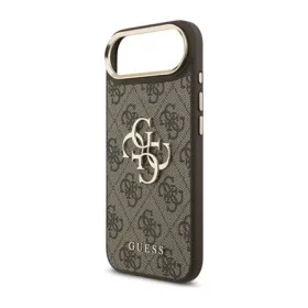   CG MOBILE iPhone Air GUESS 4G BIG CLASSIC LOGO szilikon telefonvédő ütésállóság, bőr hatású hátlap, SÖTÉTBARNA/ARANY