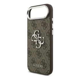   CG MOBILE iPhone Air GUESS 4G BIG CLASSIC LOGO szilikon telefonvédő ütésállóság, bőr hatású hátlap, SÖTÉTBARNA/EZÜST