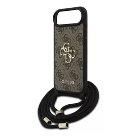   CG MOBILE iPhone Air GUESS 4G BIG LOGO CORD STAP CROSSBODY műanyag telefonvédő ütésállóság, bőr hatású hátlap + vállpánt, BARNA
