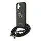 CG MOBILE iPhone 17 GUESS 4G BIG LOGO CORD STAP CROSSBODY műanyag telefonvédő ütésállóság, bőr hatású hátlap + vállpánt, FEKETE