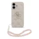 CG MOBILE iPhone 17 GUESS 4G STRAP 4G CLASSIC LOGO szilikon telefonvédő ütésállóság, bőr hatású hátlap + kézpánt, RÓZSASZÍN