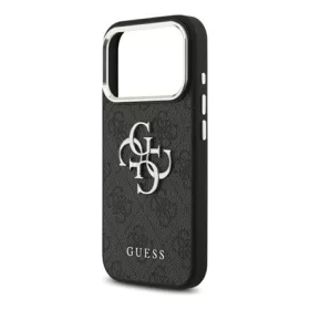   CG MOBILE iPhone 17 Pro Max GUESS 4G BIG CLASSIC LOGO szilikon telefonvédő ütésállóság, bőr hatású hátlap, FEKETE/EZÜST