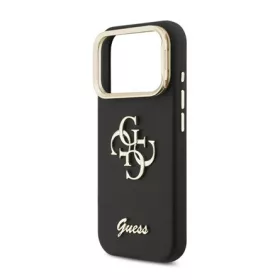  CG MOBILE iPhone 17 Pro Max GUESS GRAINED BIG 4G & STAND CAMERA szilikon telefonvédő műanyag hátlap, kitámasztó, FEKETE