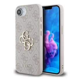   CG MOBILE iPhone 16e GUESS PU 4G METAL LOGO CASE műanyag telefonvédő ütésállóság, bőr hatású hátlap, RÓZSASZÍN