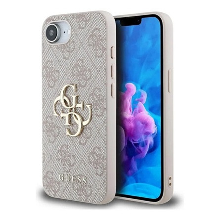 CG MOBILE iPhone 16e GUESS PU 4G METAL LOGO CASE műanyag telefonvédő ütésállóság, bőr hatású hátlap, RÓZSASZÍN