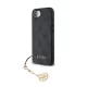 CG MOBILE iPhone 16e GUESS 4G CHARMS műanyag telefonvédő textil hátlap, telefondísz, SÖTÉTSZÜRKE