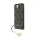 CG MOBILE iPhone 16e GUESS 4G CHARMS műanyag telefonvédő textil hátlap, telefondísz, BARNA